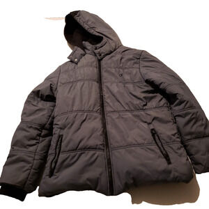 Calvin Klein Jeans Gray With Black Accents Puffer Hooded Jacket Size XL 18-20